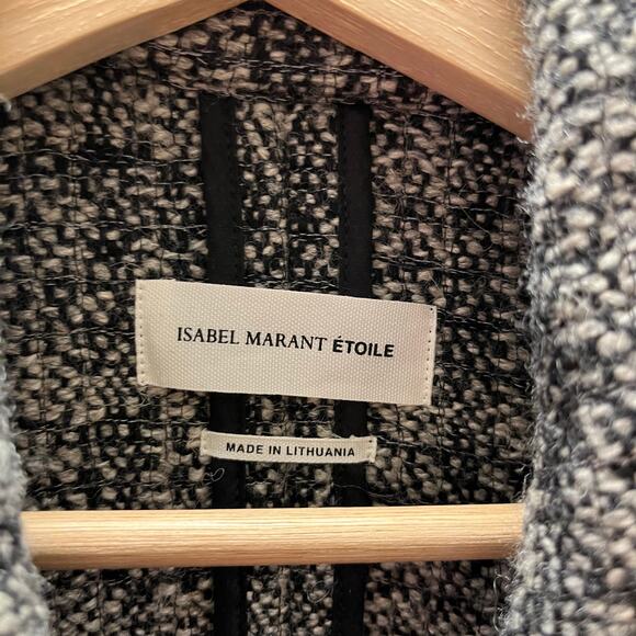 Isabel Marant Étoile Black White Tweed Blazer Jacket Wool Linen Size 38 - Picture 5 of 7